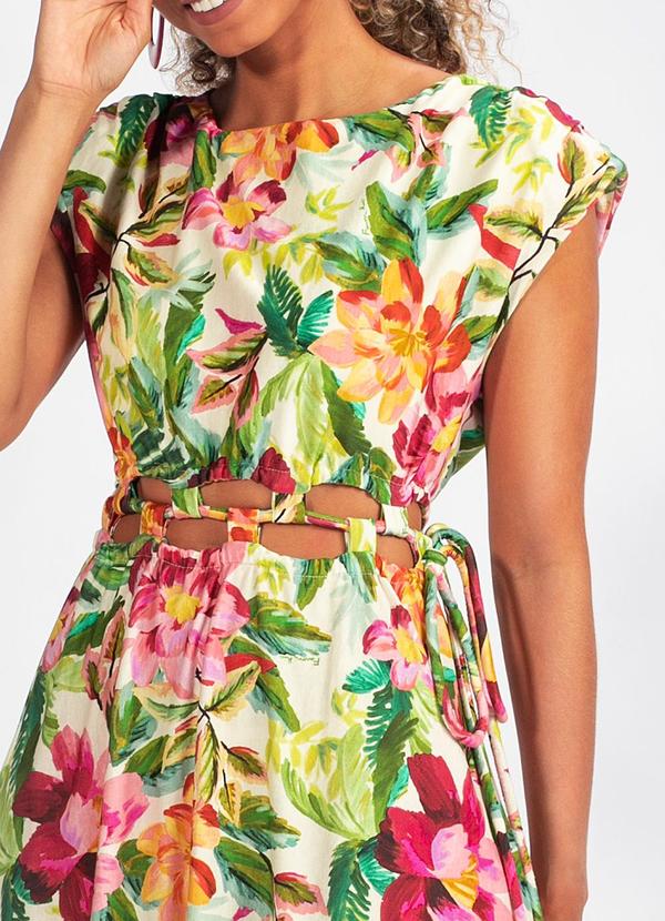 Farm - Vestido Malha Floral Pintado Verde 3