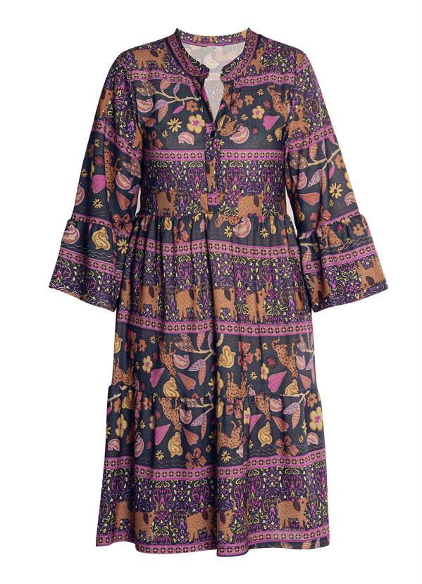 bonprix - Vestido Manga 7/8 Amplas Onça Floral 11