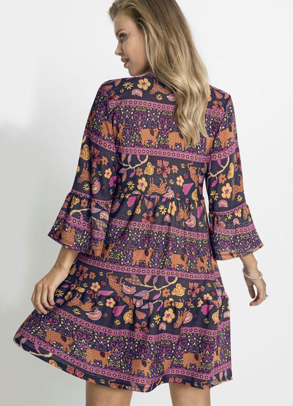 bonprix - Vestido Manga 7/8 Amplas Onça Floral 2