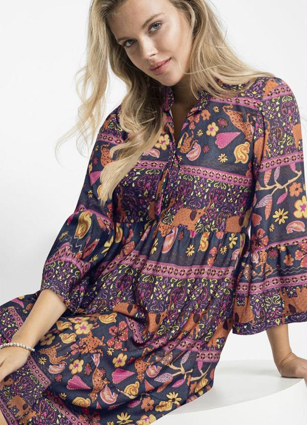 bonprix - Vestido Manga 7/8 Amplas Onça Floral 3