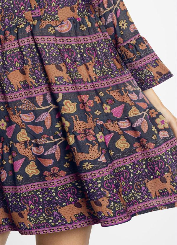 bonprix - Vestido Manga 7/8 Amplas Onça Floral 4