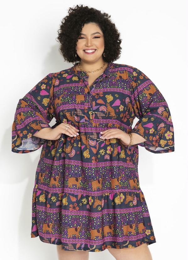 bonprix - Vestido Manga 7/8 Amplas Onça Floral 7