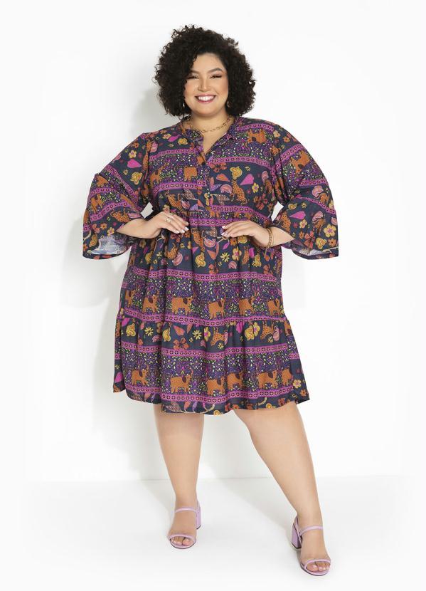 bonprix - Vestido Manga 7/8 Amplas Onça Floral 9