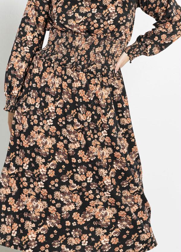bonprix - Vestido Manga Longa Midi Floral Dark 4