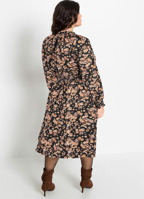 bonprix - Vestido Manga Longa Midi Floral Dark 7