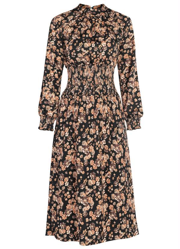 bonprix - Vestido Manga Longa Midi Floral Dark 8