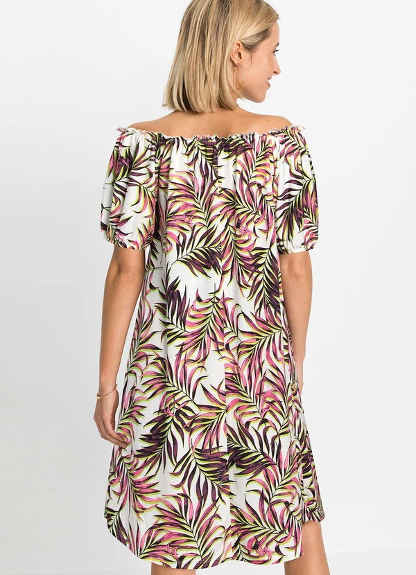 bonprix - Vestido Ombro a Ombro Folhagem Rosa 2