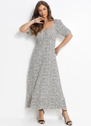 Quintess - Vestido Onça Delicada em Malha de Viscose - QUINTESS