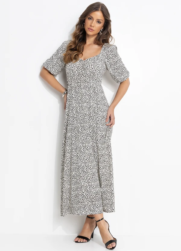 Quintess - Vestido Onça Delicada em Malha de Viscose 3