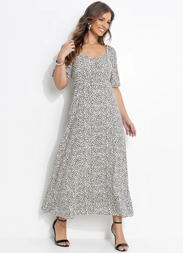 Quintess - Vestido Onça Delicada em Malha de Viscose