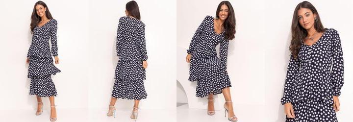 Vestido Po Marinho em Viscose Plana