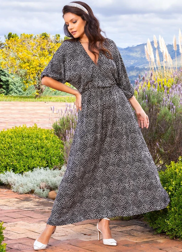 Quintess - Vestido Poá Ondulado em Malha de Viscose 4