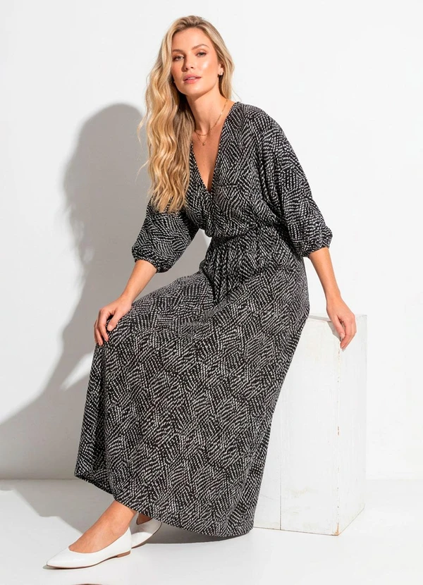 Quintess - Vestido Poá Ondulado em Malha de Viscose 9