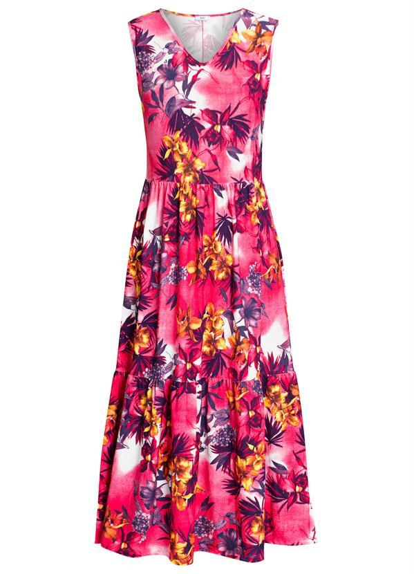 Outlet - Vestido Regata Longuete Floral Pink 2