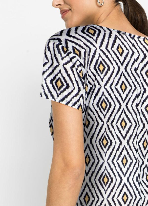 Outlet - Vestido Transpassado Geométrico Preto 2