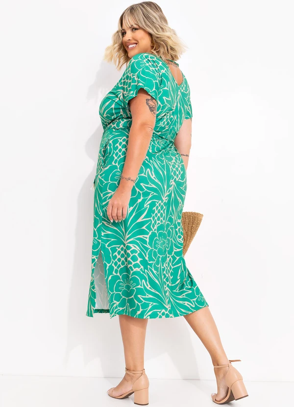Quintess - Vestido Tropical Verde em Malha Fria 9