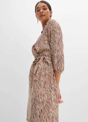 bonprix - Vestido Zebra Marrom em Microfibra - BONPRIX