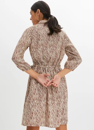 bonprix - Vestido Zebra Marrom em Microfibra - BONPRIX