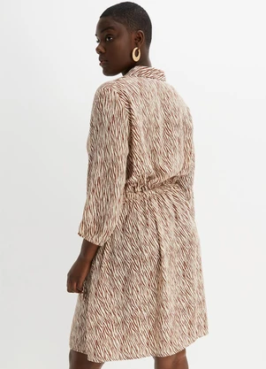 bonprix - Vestido Zebra Marrom em Microfibra - BONPRIX