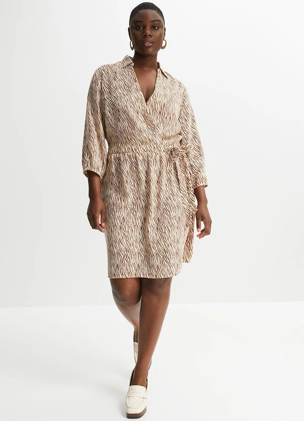 bonprix - Vestido Zebra Marrom em Microfibra 10