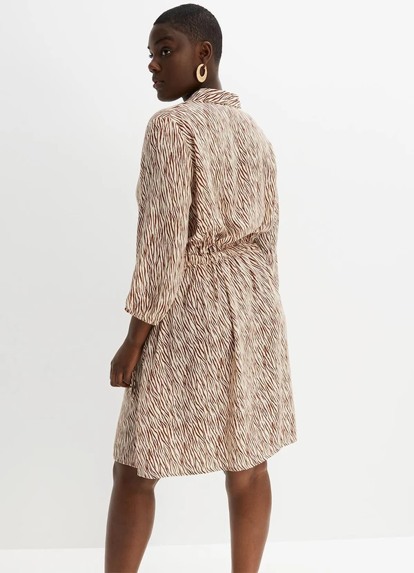 bonprix - Vestido Zebra Marrom em Microfibra 11