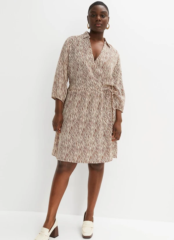 bonprix - Vestido Zebra Marrom em Microfibra 12