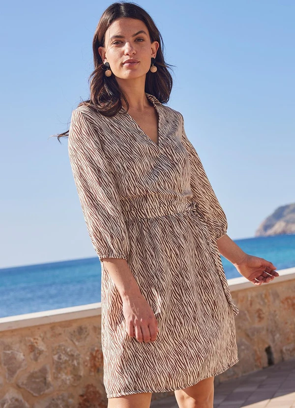 bonprix - Vestido Zebra Marrom em Microfibra 4