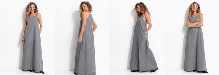 Vestido Cinza em Sarja