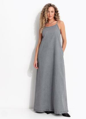 Vestido Cinza em Sarja