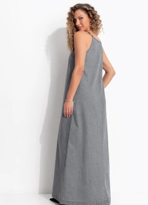 Quintess - Vestido Cinza em Sarja - QUINTESS
