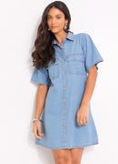 Vestido Jeans Claro em Jeans Leve