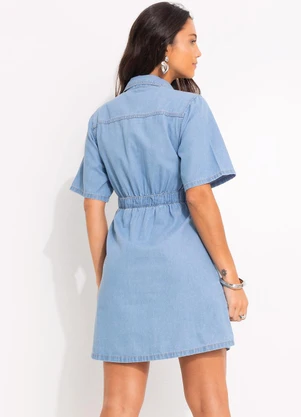 Quintess - Vestido Jeans Claro em Jeans Leve - QUINTESS