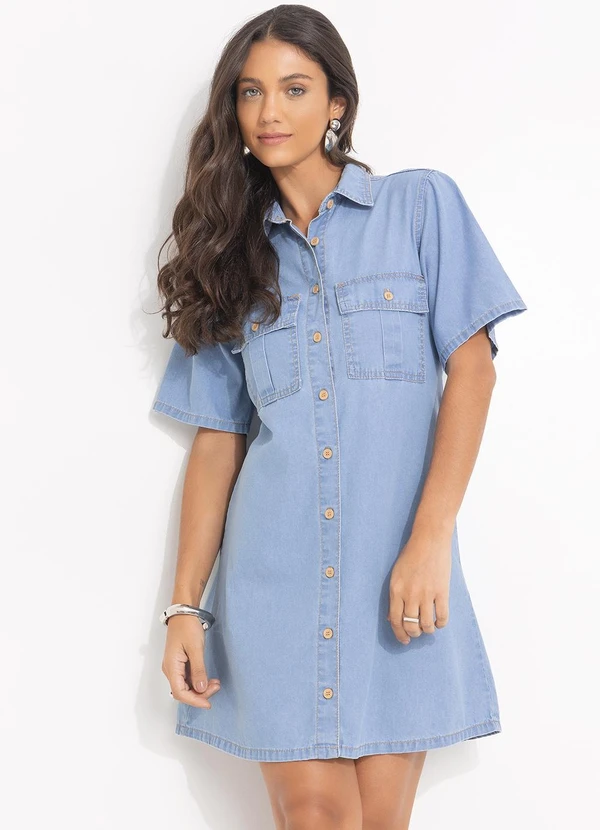 Quintess - Vestido Jeans Claro em Jeans Leve 11
