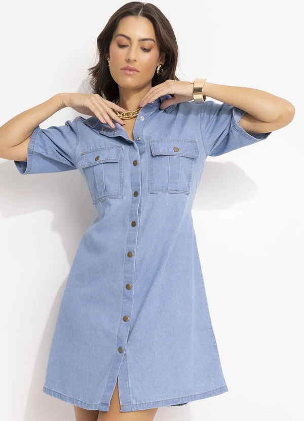 Quintess - Vestido Jeans Claro em Jeans Leve 8