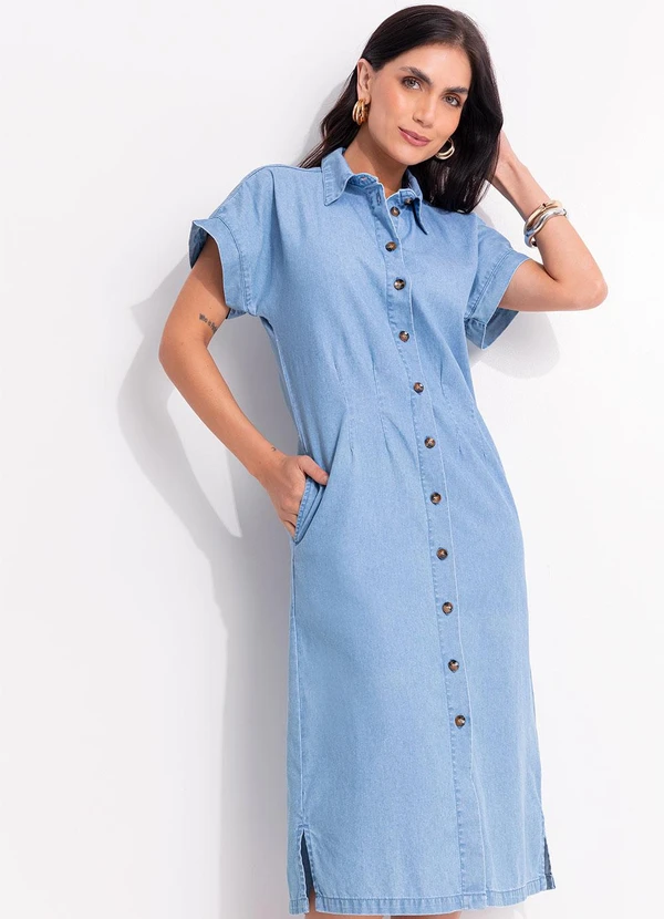 Quintess - Vestido Jeans Claro em Jeans 5