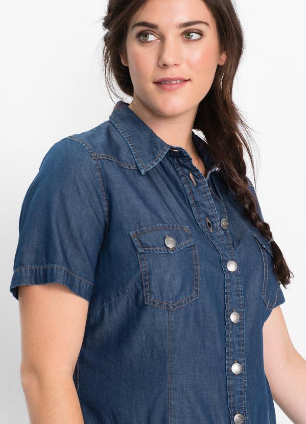 bonprix - Vestido Jeans com Babados Azul 10