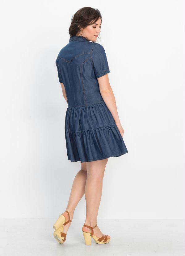 bonprix - Vestido Jeans com Babados Azul 13