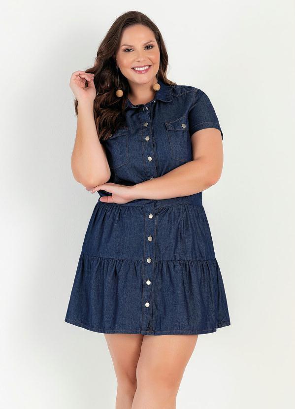 bonprix - Vestido Jeans com Babados Azul 15