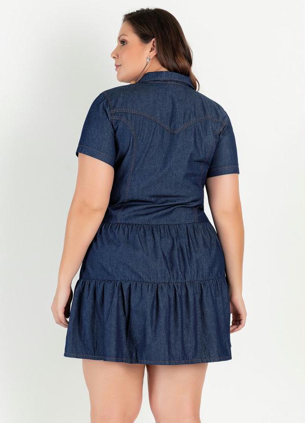 bonprix - Vestido Jeans com Babados Azul 16