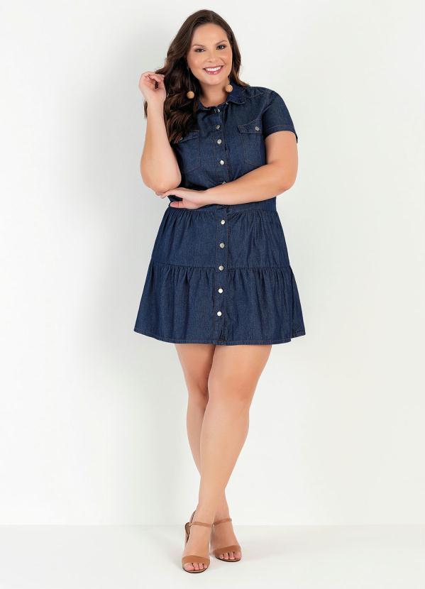 bonprix - Vestido Jeans com Babados Azul 17