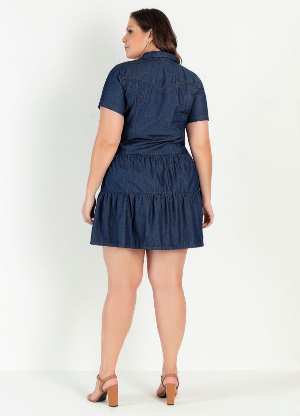 bonprix - Vestido Jeans com Babados Azul 18