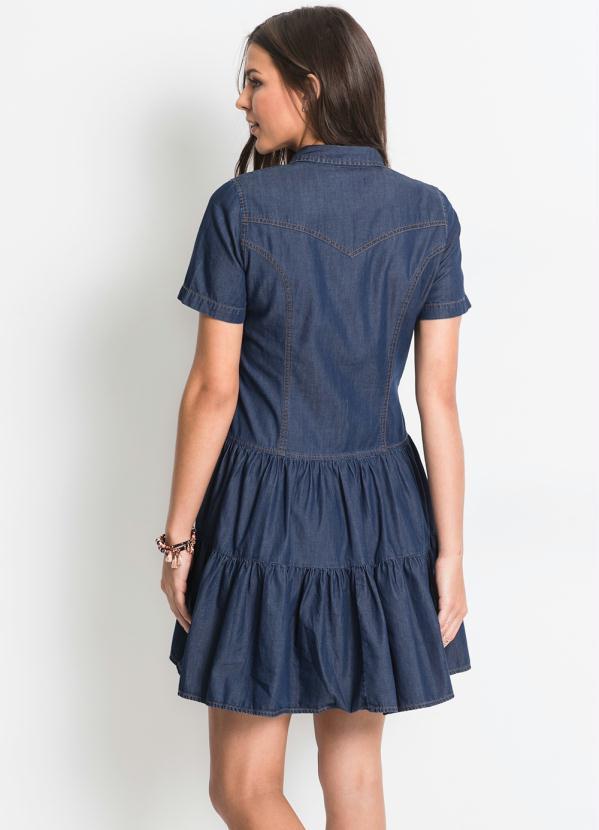bonprix - Vestido Jeans com Babados Azul 2