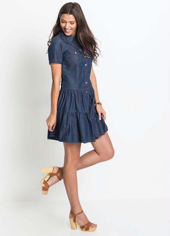 bonprix - Vestido Jeans com Babados Azul 5