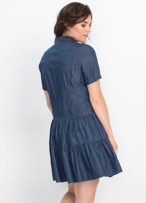bonprix - Vestido Jeans com Babados Azul 8