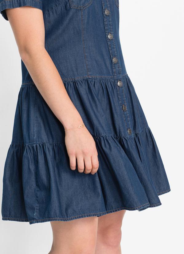 bonprix - Vestido Jeans com Babados Azul 9