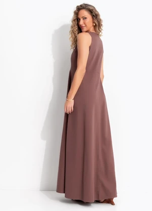 Quintess - Vestido Marrom em Jeans Leve - QUINTESS