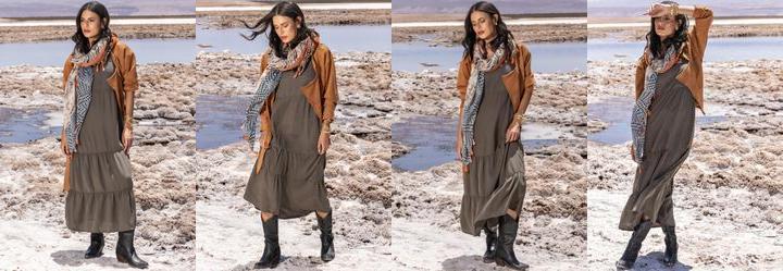 Vestido Verde Oliva em Tecido de Liocel