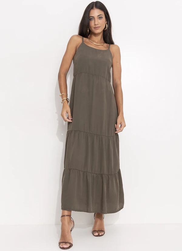 Quintess - Vestido Verde Oliva em Tecido de Liocel 11