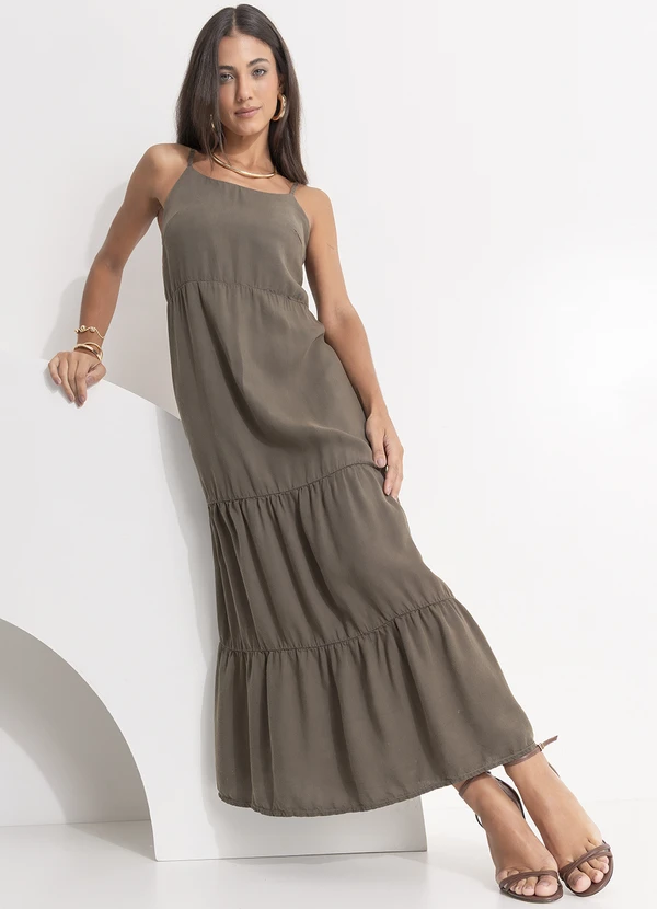 Quintess - Vestido Verde Oliva em Tecido de Liocel 12