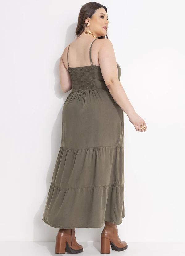 Quintess - Vestido Verde Oliva em Tecido de Liocel 14